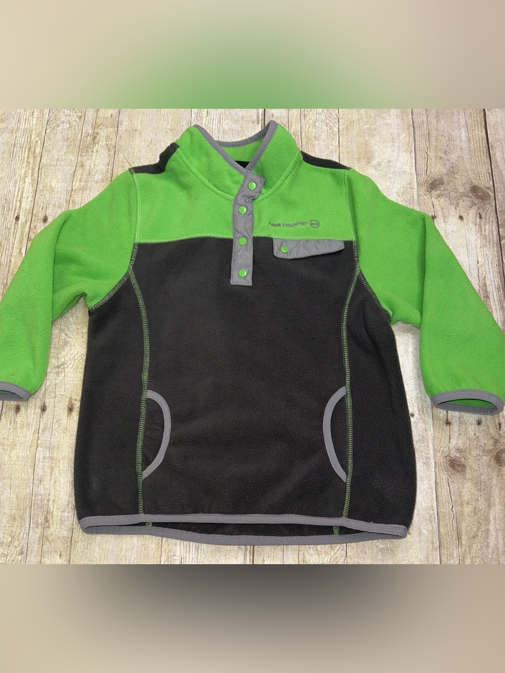 Free Country Black and Bright Green Kids Fleece Snap Pullover